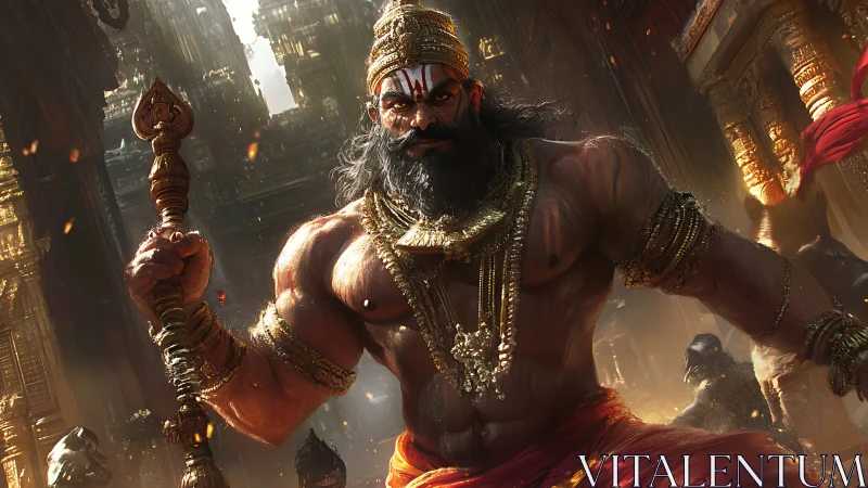 Mythic warrior rendered with cinematic dynamic lighting and ornate armor