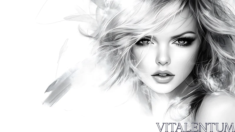 Silver-whispered portrait of a storm-eyed modern muse.