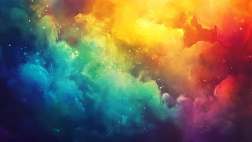 Vibrant nebula clouds merge in radiant prism spectrum.