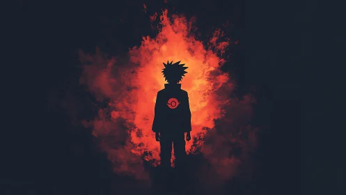 Shadowborn trainer walks through emberlit cosmic gateway.