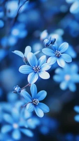 Delicate Blue Flowers Dancing in Soft Focus.