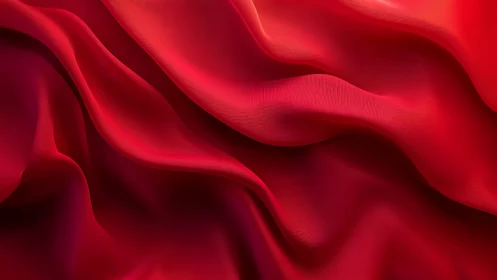 Flowing Red Silk Fabric with Elegant Folds, Abstract Style.
