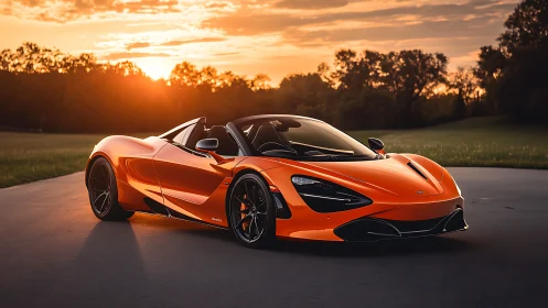 Sunset-slick supercar glows like molten tangerine fire.