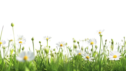 Shallow depth field botanical composition: white daisy marguerites with chromatic gradient