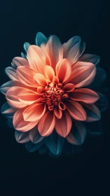 Molten Petals: A Dahlia Blooms in Luminous Fire Against Twilight.