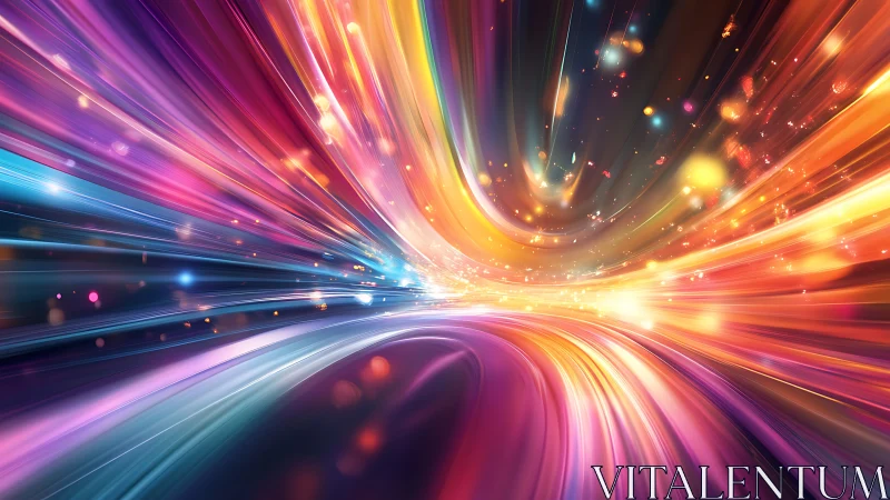 Chromatic light trails forming dynamic vortex motion.