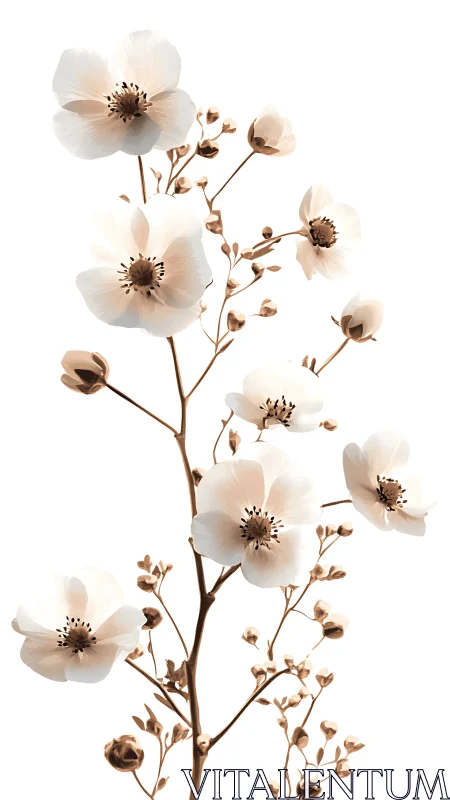 Cream Cosmos Blossom Dance: Delicate Petals on Branching Stems.