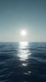 Specular solar reflection across numerically rendered ocean.