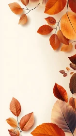 Autumn leaves border with soft cream negative space design.
