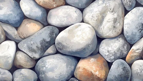 Smooth River Stones Illustration with Realistic Texture.