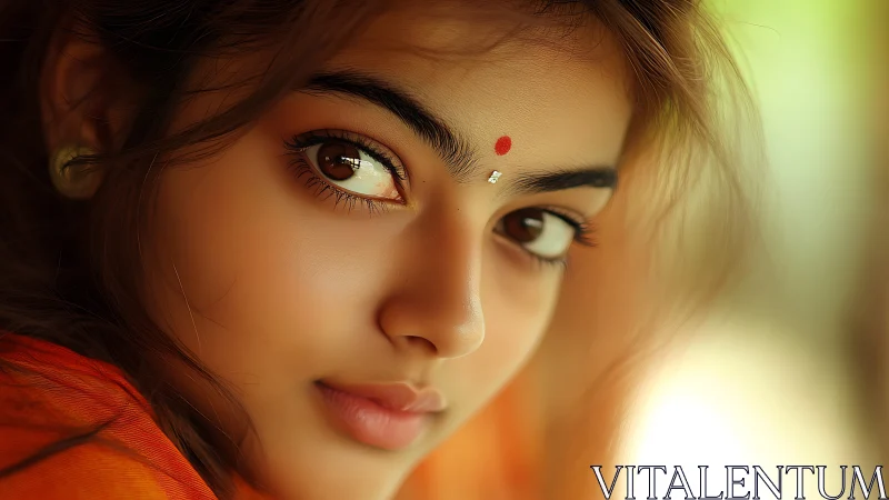 Soft gaze gathers sunlight in a glowing portrait closeup