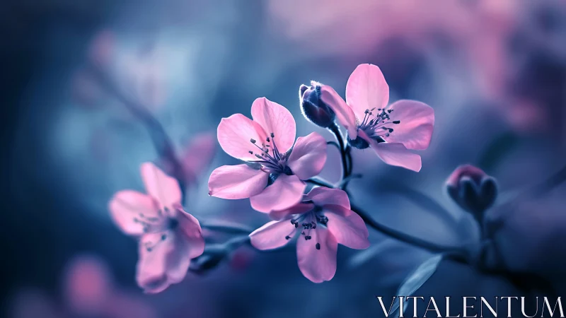 Blush blooms caught in twilight's tender gaze.
