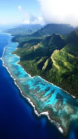 Kauai Coastline and Cliffs From Above.