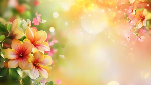 Botanical Dreams Dance: Where Golden Blooms Waltz Through Sunset Glow