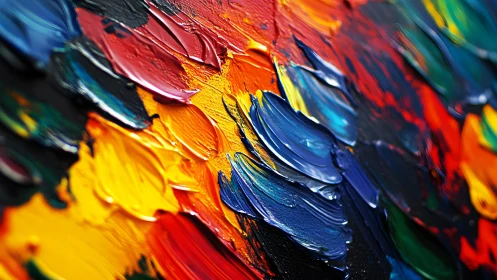 Vibrant Abstract Oil Painting With Thick, Colorful Brushstrokes.