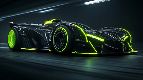 Neon-lit future racer streaking through a midnight tunnel.
