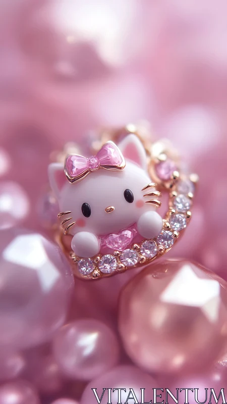 Hello Kitty Charm with Pink Bow and Crystals.