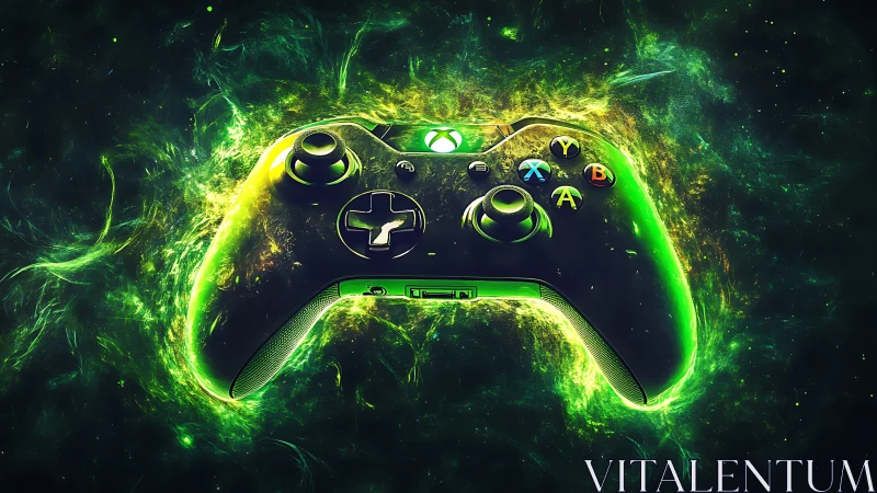 Neon Gaming Controller with Electric Energy Effect.