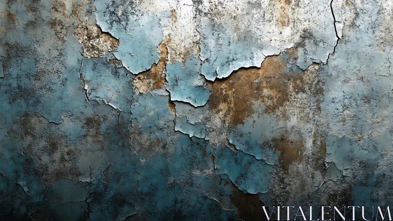 Weathered Blue Peeling Paint Wall Texture, Urban Grunge Style.