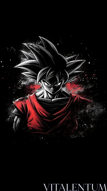 High-contrast anime warrior portrait with splatter dynamics.