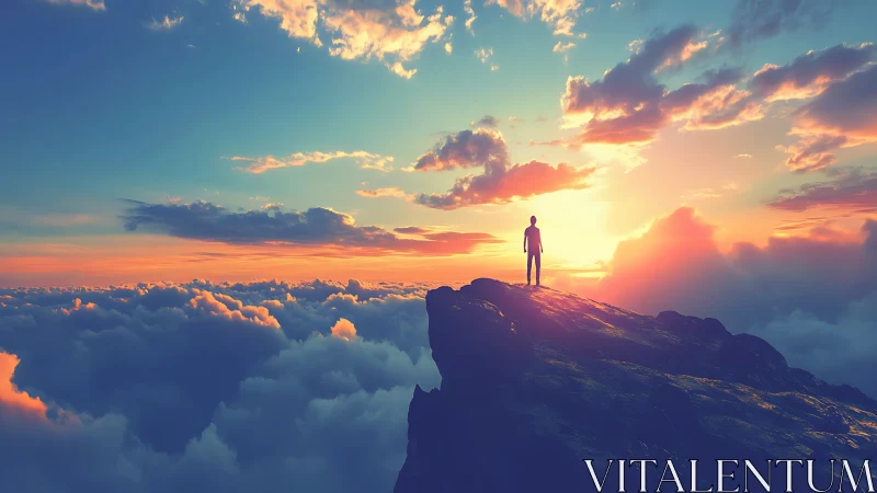 Sunrise solitude above the clouds on a quiet mountain ridge.