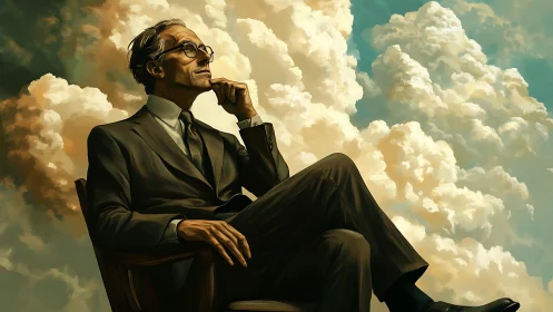 Quiet daydreams in a suit beneath roaming summer clouds.