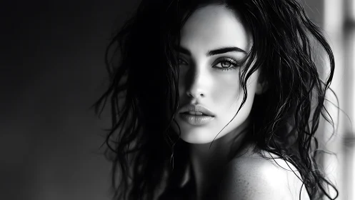 Monochrome portrait captures an intense, cinematic gaze