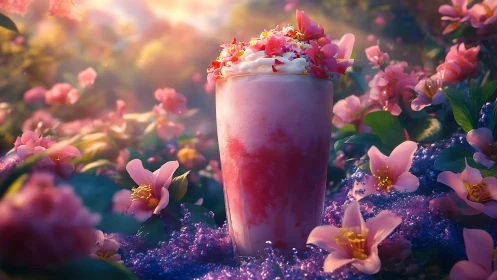 Enchanted Bloom Elixir: Whimsical Beverage Meets Fantastical Flower Garden