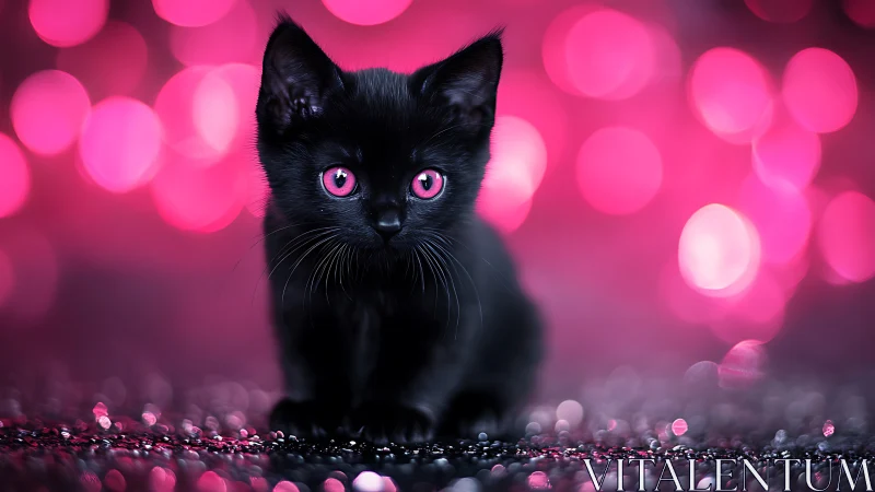 Feline Subject with Dichromatic Pink-Magenta Iris Chromatic Composition.