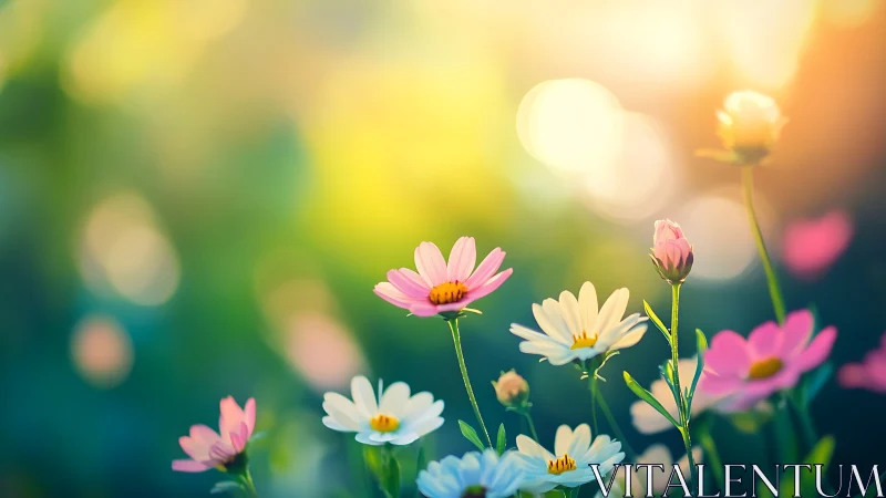 Daisy Dreams Dancing Through Golden Hour Glow.