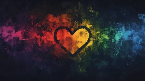 Rainbow Heart on Graffiti Wall.