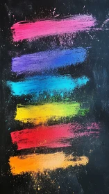 Neon brushstroke spectrum on textured black canvas background.