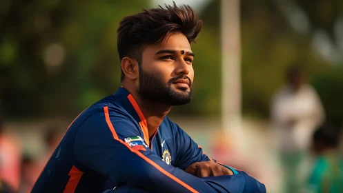 Young man in sports jacket looking away outdoors.