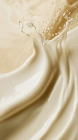 High-speed beige liquid splash captures fluid dynamics in detail