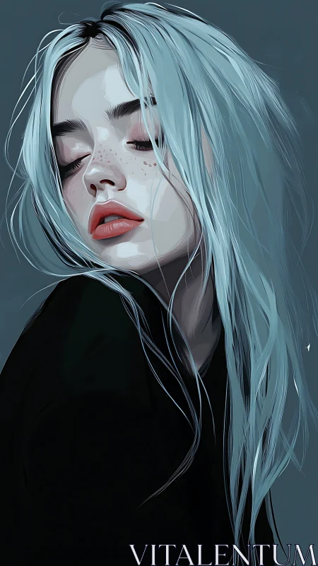 Pale-haired woman in quiet repose with cinematic lighting.