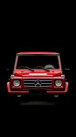 Red Mercedes G-Class SUV front view isolated on black