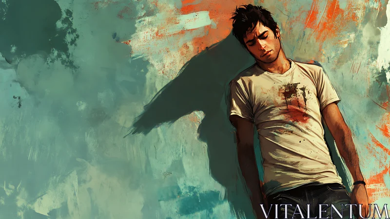 Dreaming against the painted wall, colors quietly burning.