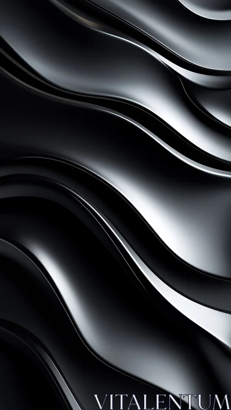 Fluid black metallic waves reveal sculpted reflective surfaces