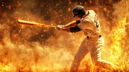 Slugger in wildfire swing, turning a fastball into sparks.