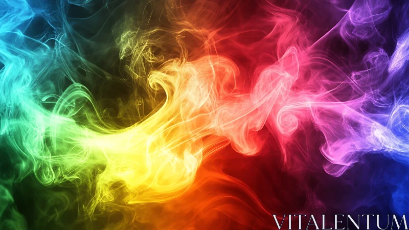Vibrant colored smoke swirls blend into a luminous spectrum