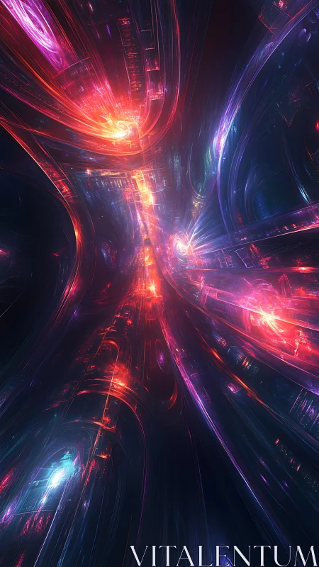 Starlit data streams collide in a neon cosmic freeway.