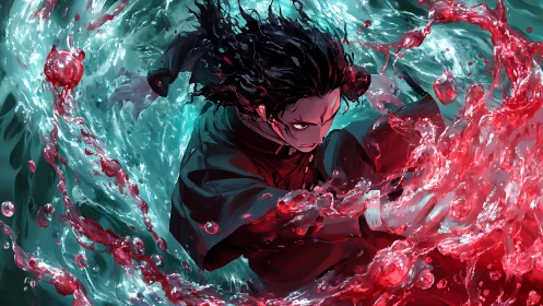 Storm-eyed warrior bends crimson tides into raging armor