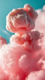 Dreamy pink cotton candy clouds against a bright sky.