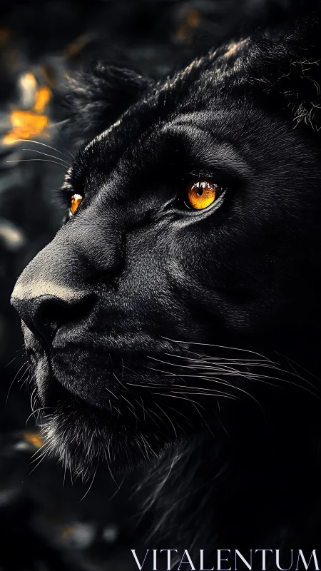 Black Panther Emerges from Shadows with Golden Gaze.