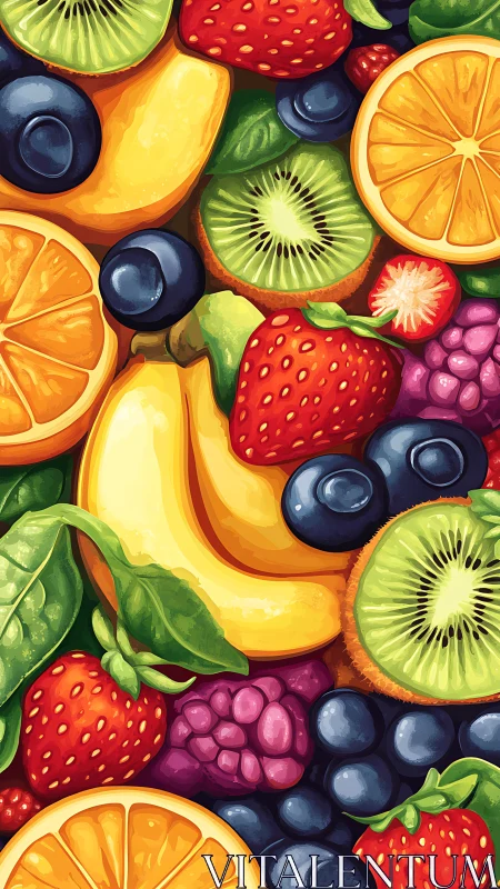 Juicy orchards collide in a kaleidoscope of painted fruit