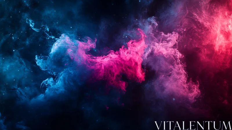 Bicolor nebula-like gas clouds in deep space field.