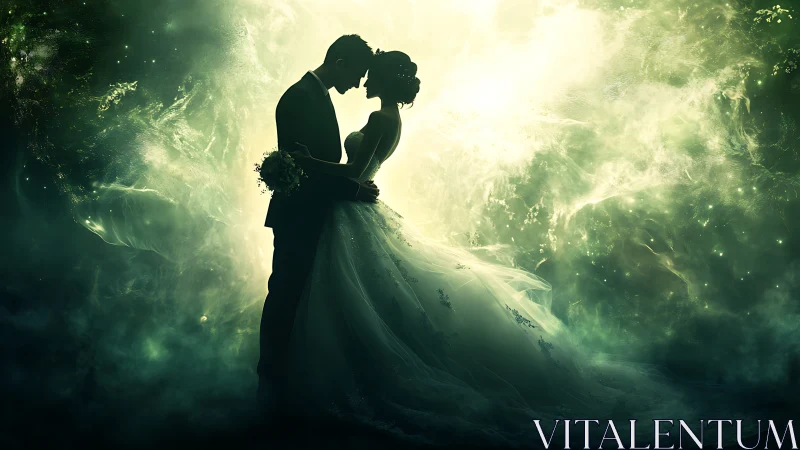 Bride and Groom Wedding Moment in Fantasy Light.