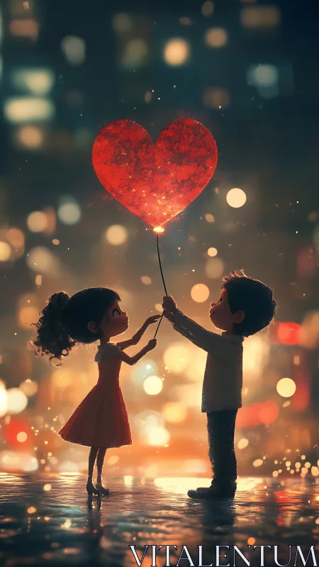 Two Hearts Rise: A Luminescent Love Balloon Moment.
