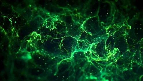 Glowing Green Abstract Neural Network in Digital Art Style.