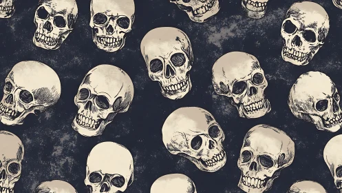 Playful skull pattern with hand-drawn Halloween charm.